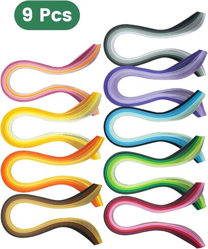 Rovella 9 Set Multi-Color Paper Quilling Strips 900pcs 3mm Width, 15" Length in Kuwait