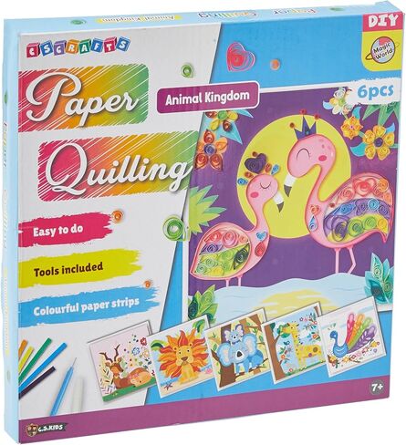 C.S. Kids DIY Paper Quilling Arts & Crafts Gifts - Animal Kingdom | 3D Design Kits for Kids, Make Your Own Art (Strips & Tools Included) in Saudi Arabia