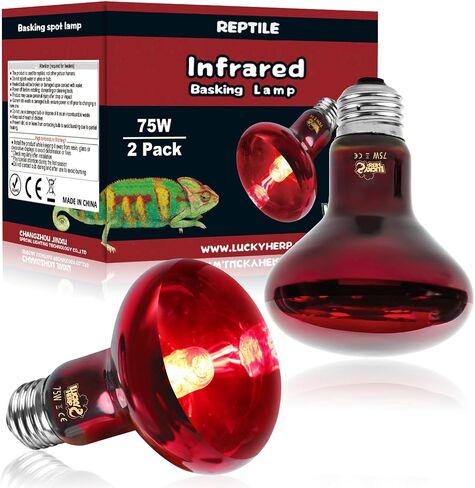 LUCKY HERP Infrared Heat Lamp 100W 2 Pack，Reptile & Amphibian Basking Spot Light Bulbs, Red Heat Lamp Bulbs for Reptiles, Bearded Dragon, Turtle, Lizard, Snake, Chicken in Kuwait