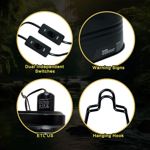 Reptile lamp, Maximum 160W Each Reptile hot lamp Comes with a Separate Switch, Suitable for Lizards, Turtles, Snakes, and Amphibians. in Saudi Arabia