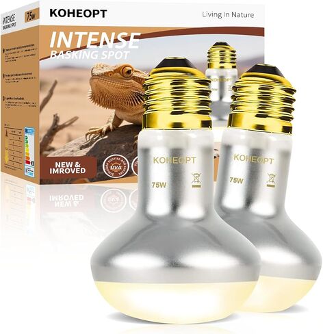 Reptile Heat Lamp 75W,(2 Pack) Heat Emitter UVA Heat Lamp Bulb,Intense Basking Spot Simulated Natural Sunlight Heating Lamp Bulb,Fit E26 Pet Lighting fixtures,for Bearded Dragon, Lizard in Kuwait