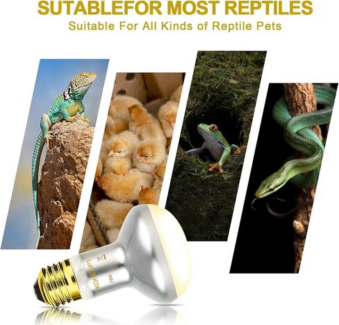 Reptile Heat Lamp 75W,(2 Pack) Heat Emitter UVA Heat Lamp Bulb,Intense Basking Spot Simulated Natural Sunlight Heating Lamp Bulb,Fit E26 Pet Lighting fixtures,for Bearded Dragon, Lizard in Kuwait