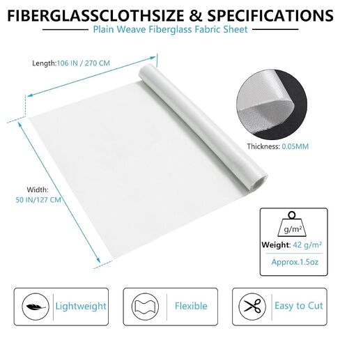 Fiberglass Cloth Plain Weave Fiberglass Mat Woven Fiberglass Sheet 1.5oz for Boat RC Plane Auto Surfboard Tub Pool Repair in Kuwait