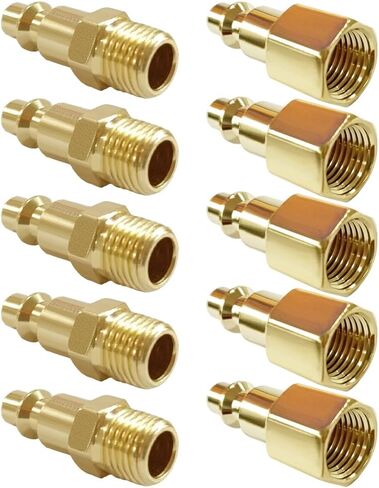 10PCS 1/4 Inch NPT Male Industrial Air Hose Quick Connect Plug Brass Finish Air Compressor Pneumatic Coupler Fitting Adapter in Kuwait