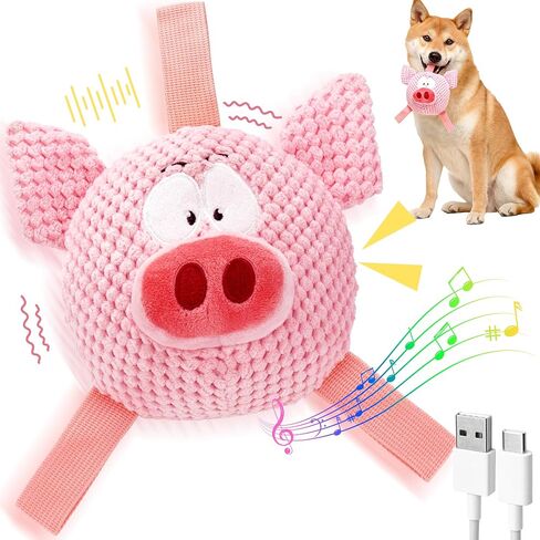 Interactive Moving Dog Toy, Rechargeable Jumping Plush Squeaky Dog Toy with Recording & Music Modes, Automatic Self-Play Toy for Small Medium Large Dogs to Relieve Anxiety & Boredom in Kuwait