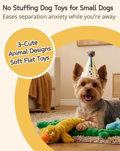 BoYoYo 3 Pack No Stuffing Squeaky Dog Toys for Small Dogs,Plush Crinkle Toy in Saudi Arabia