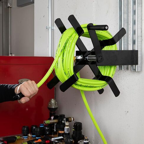 Flexzilla Manual Open Face Air Hose Reel, 3/8 in. x 50 ft., Heavy Duty, Lightweight, Hybrid, ZillaGreen - L8550FZ in Saudi Arabia