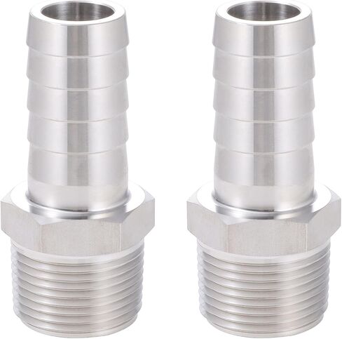 304 Stainless Steel Hose Barb to NPT Fitting, 5/8" Barb x 3/8" Male NPT, Lead-Free Industrial Connector for Water, Fuel & Air Lines, Corrosion Resistant, 2 Pack in Kuwait