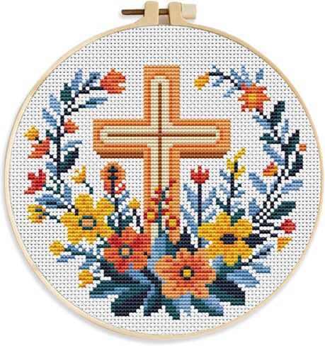 Stamped Cross Stitch Kits for Beginners Adults,Turkey-With Embroidery Hoop in Saudi Arabia