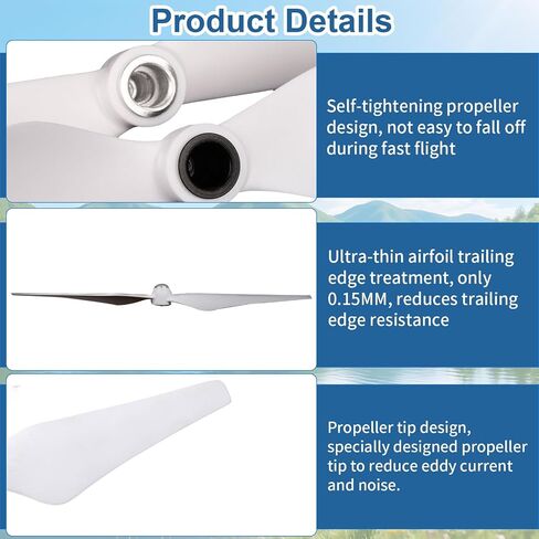4 Pairs 9450 Self Tightening Drone Propeller(4CW+4CCW) Compatible with DJI Phantom 2/3/3PRO, Low Noise Propeller, Replacement Parts for Drone Blades in Kuwait