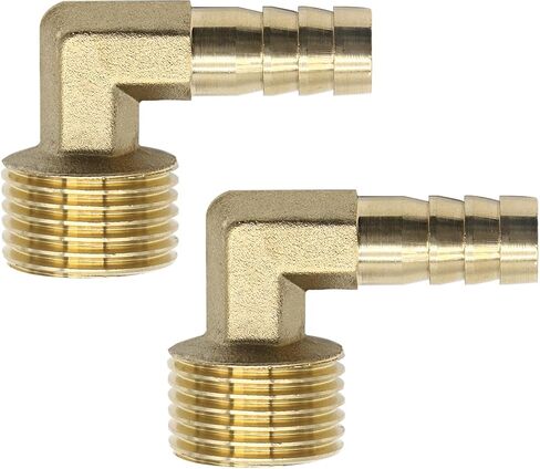 1/2 NPT to 3/8 Barb Brass Hose Fittings 90 Degree Elbow Hose Barb Reducer Pipe Fitting for Fuel/Air/Oil/Gas in Kuwait