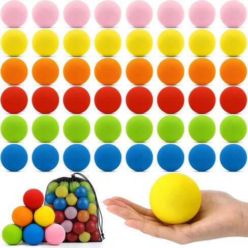 48 Pcs Soft Foam Balls Bulk, Lightweight 2.4 Inch Mini Assorted Colors Sponge Foam Balls with Storage Bag Safe Indoor Play Toy for Birthday Party Favors, Goodie Bag Filler Gifts in Kuwait