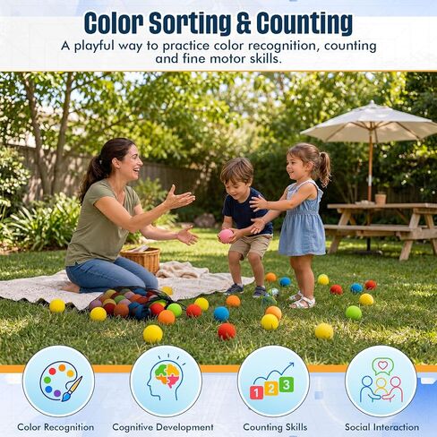 48 Pcs Soft Foam Balls Bulk, Lightweight 2.4 Inch Mini Assorted Colors Sponge Foam Balls with Storage Bag Safe Indoor Play Toy for Birthday Party Favors, Goodie Bag Filler Gifts in Kuwait
