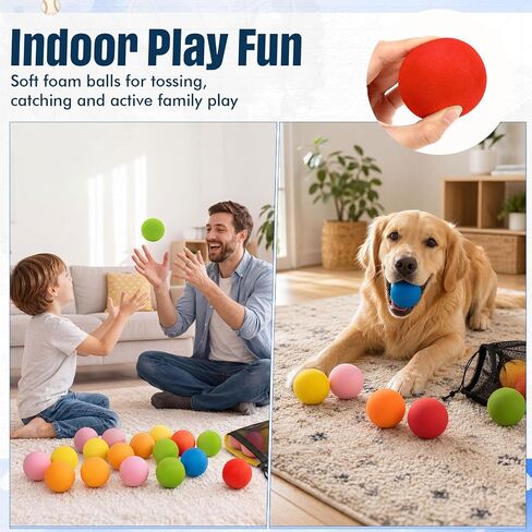 48 Pcs Soft Foam Balls Bulk, Lightweight 2.4 Inch Mini Assorted Colors Sponge Foam Balls with Storage Bag Safe Indoor Play Toy for Birthday Party Favors, Goodie Bag Filler Gifts in Kuwait