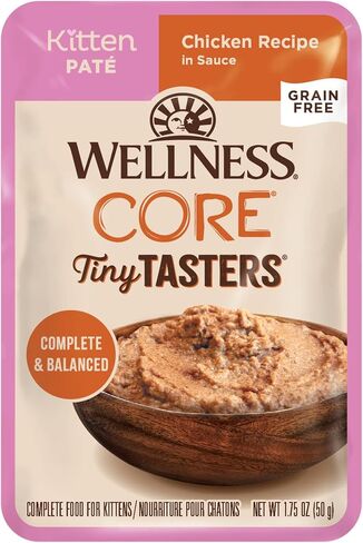 Wellness CORE Tiny Tasters Minced Kitten Wet Cat Food, Natural, Protein Rich, Grain Free, Chicken Recipe, 1.75 oz, Pack of 12 Pouches in Kuwait
