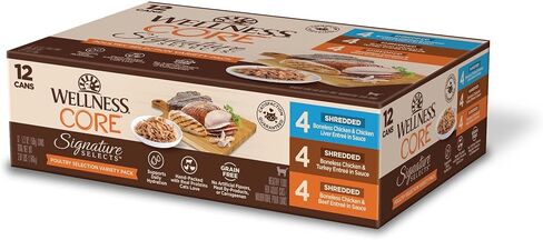 Wellness CORE Signature Selects Variety Pack Kitten Canned Wet Cat Food, Natural, Protein Rich, Grain Free, 2.8 oz, Pack of 8 Cans in Kuwait