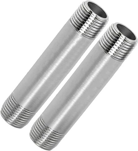 304 Stainless Steel Nipple Pipe Fitting 1" NPT X 1" NPT Male Thread Cast Pipe Fittings 4" 100mm Length (pack of 2) in Kuwait