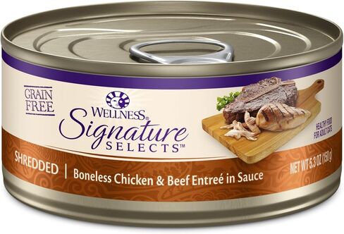 Wellness CORE Signature Selects Shredded Adult Canned Wet Cat Food, Natural, Protein Rich, Grain Free, Chicken and Quail Egg Entrée Recipe, 2.8 oz, Pack of 12 Cans in Kuwait