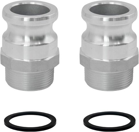 2 PCS Aluminum Global Type F Cam and Groove Hose Fitting, Plug x NPT Male with 2 PCS Camlock Gasket Fitting (0.5") in Kuwait