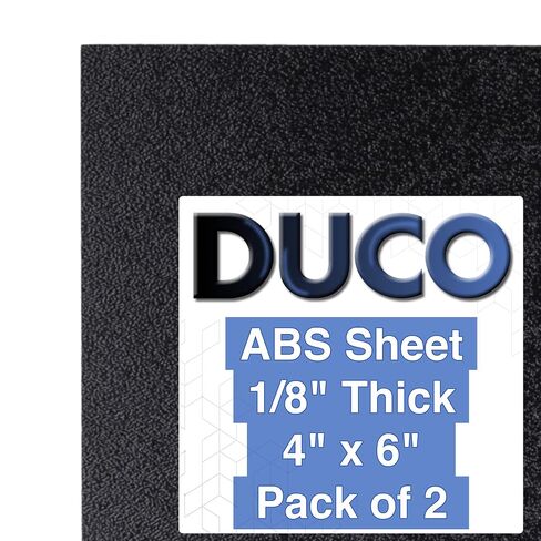 ورقة بلاستيك Duco ABS بسمك 1/8 بوصة مقاس 12 بوصة × 12 بوصة - ورقة ABS صلبة على الوجهين (واجهة بلاستيكية مزخرفة وظهر أملس) - ديكور منزلي DIY واستخدام مسابقات الروبوتات - ورقة بلاستيكية سوداء (عبوة من قطعة واحدة) in Kuwait
