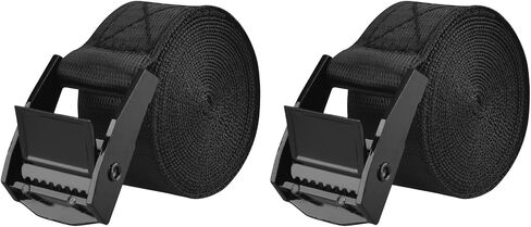 TRIWONDER Cinch Tie Down Strap Lashing Straps Heavy Duty Nylon Straps with Cam Buckles for Cargo, Trucks, Boat, Motorcycle,SUP, Kayak, Canoe, Trailer (2m, Black - 2 Pack) in Kuwait