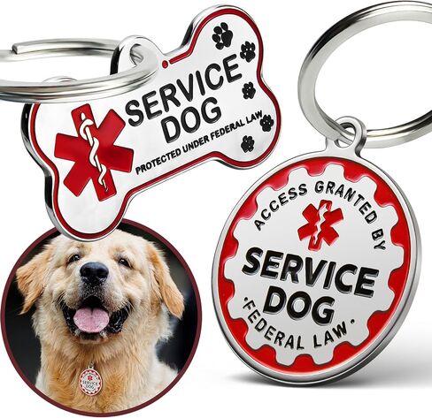 Engraved Personalized Service Dog Tag - Stainless Steel Custom ID Tags for Service Dogs - Essential Therapy Pet Name Badge for Collars, Vests, Harnesses - for Most Breeds, Small to Large in Kuwait