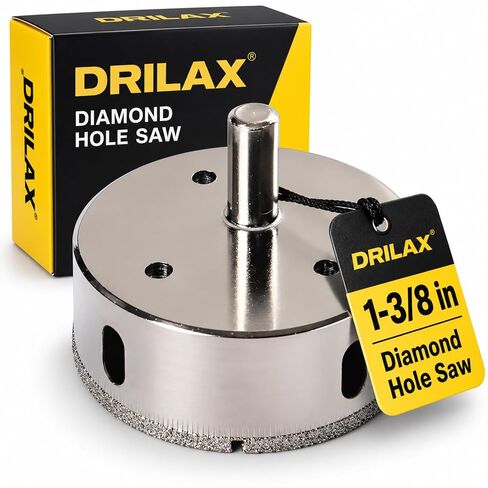 Drilax 3-3/8 inch Diamond Hole Saw Drill Bit Ceramic Porcelain Tile Glass Marble, Granite, Quartz Drilling Core Tool 3 3/8 In in Kuwait