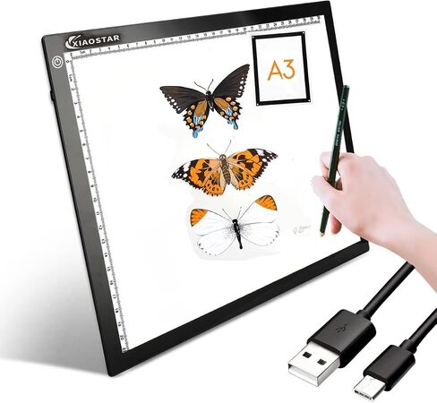 XIAOSTAR Light Box Drawing Pad, 12000 Lux LED Tracing Board A4, USB Powered (Not Rechargeable) PMMA Panel, Adjustable Brightness for Diamond Painting, Sketching, Animation, X-Ray–Includes Accessories in Kuwait