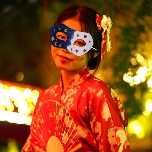 Yookat 14-Piece Paper Art Masks - White Craft Masks, Paintable, Mardi Gras Masquerade in Kuwait