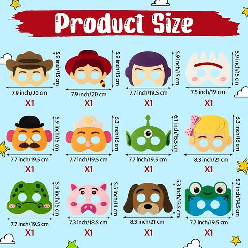 12PCS Toy Inspired Story Party Cartoon Character Masks in Saudi Arabia