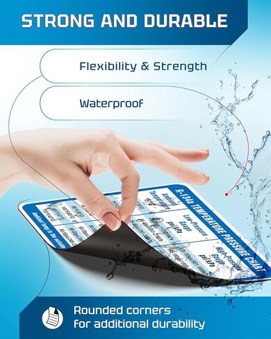 Useful Magnets R-134A Temperature Pressure Magnetic Chart | Flexible Magnetic Sheet R-134A System Pressure Magnet Poster and Waterproof Magnetic Sheet Size 5.5" x 4.25" in Kuwait