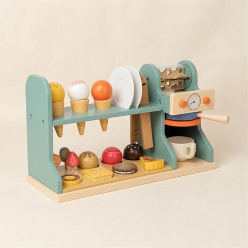 Ice Cream and Sturdy Pretend Café Counter with Display Shelf Children- Area for Family Time in Kuwait