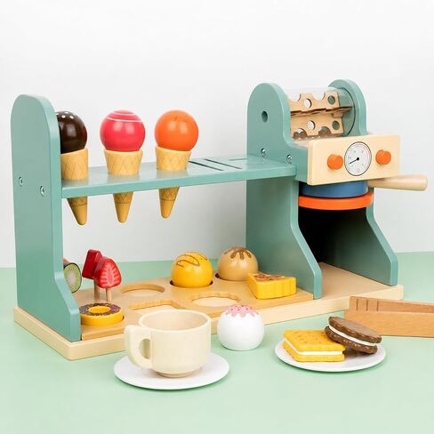 harayaa Ice Cream and Wooden Play Ice Cream Stand with Coffee Machine Realistic Children- Area for Home Playroom in Saudi Arabia