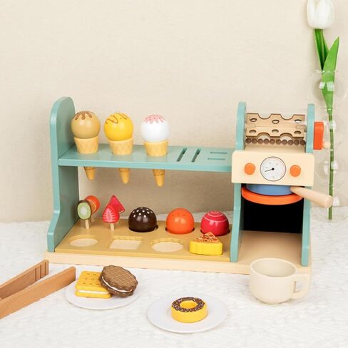 Ice Cream and Sturdy Pretend Café Counter with Display Shelf Children- Area for in Kuwait