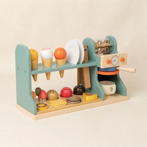 Ice Cream and Sturdy Pretend Café Counter with Display Shelf Child-Friendly Children- Area for in Kuwait