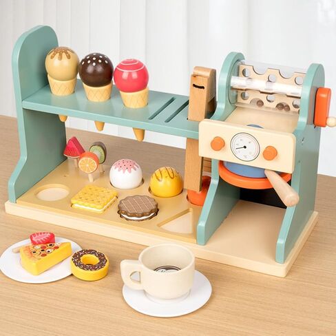 Ice Cream and Sturdy Pretend Café Counter with Display Shelf Child-Friendly Children- Area for in Kuwait