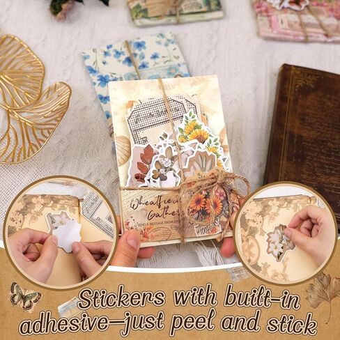 400pcs Vintage Scrapbook Paper Junk Journal Paper Scrapbook Supplies Kit Decorative Pattern Collage Floral Cardstock Assorted Bullet Journaling Stickers Scrap Book for Wedding Valentine (Flowers-1) in Saudi Arabia