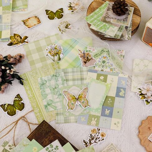 400pcs Vintage Scrapbook Paper Junk Journal Paper Scrapbook Supplies Kit Decorative Pattern Collage Floral Cardstock Assorted Bullet Journaling Stickers Scrap Book for Wedding Valentine (Flowers-1) in Saudi Arabia