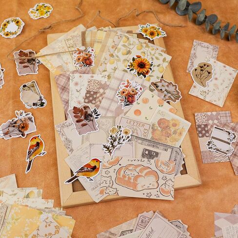 400pcs Vintage Scrapbook Paper Junk Journal Paper Scrapbook Supplies Kit Decorative Pattern Collage Floral Cardstock Assorted Bullet Journaling Stickers Scrap Book for Wedding Valentine (Flowers-1) in Saudi Arabia