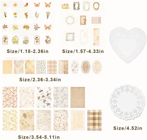420Pcs Vintage Floral Scrapbook Supplies Kit, Retro Flower Scrapbook Paper Junk Journal Stickers Set, DIY Craft Accessories for Bullet Journal Planner Collage Card Making in Kuwait