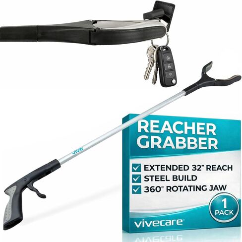 Vive Reacher Grabber Tool - 32" Extra Long Pickup Aid (2 Pack) - Trash Picker Upper, Rotating Hand, Heavy Duty Grip Arm - Reaching Assist for Litter, Elderly, Garden Nabber, Disabled, Handicap Arm in Kuwait