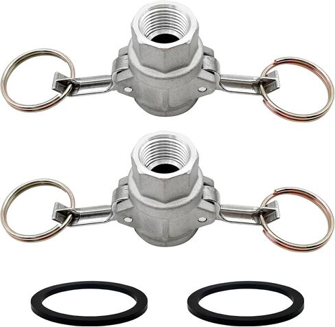 2PCS Aluminum Type D Cam and Groove Fitting, Female Coupler x Female NPT, with 2PCS Camlock Gasket Fitting (0.5") in Kuwait