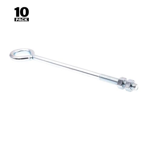 Prime-Line 9067029 Eye Bolts With Nuts, 1/2 In.-13 X 12 In., Zinc Plated Steel (10 Pack) in Kuwait