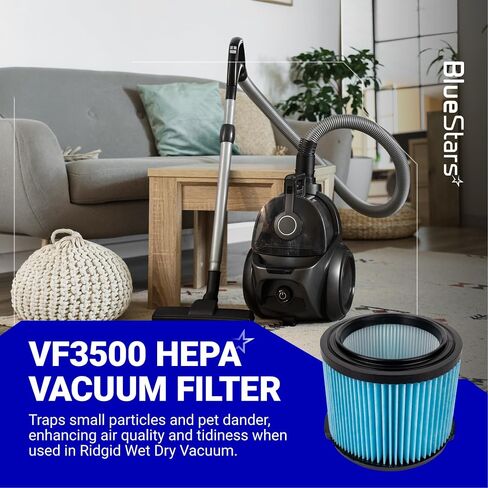 Ultra-Durable Replacement VF3500 Vacuum Filter for Ridgid VF3500 3-4.5 Gallon Vacuum WD3050, WD4070, WD4080, WD4522, 4000RV, 4500RV by BlueStars - Pack of 1 in Saudi Arabia