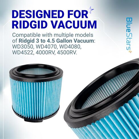 Ultra-Durable Replacement VF3500 Vacuum Filter for Ridgid VF3500 3-4.5 Gallon Vacuum WD3050, WD4070, WD4080, WD4522, 4000RV, 4500RV by BlueStars - Pack of 1 in Saudi Arabia