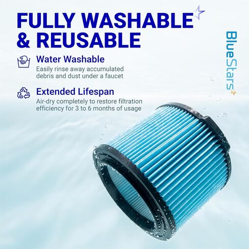 Ultra-Durable Replacement VF3500 Vacuum Filter for Ridgid VF3500 3-4.5 Gallon Vacuum WD3050, WD4070, WD4080, WD4522, 4000RV, 4500RV by BlueStars - Pack of 1 in Saudi Arabia