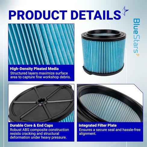 Ultra-Durable Replacement VF3500 Vacuum Filter for Ridgid VF3500 3-4.5 Gallon Vacuum WD3050, WD4070, WD4080, WD4522, 4000RV, 4500RV by BlueStars - Pack of 1 in Saudi Arabia