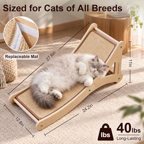 Sisal Cat Scratcher, 24" Wooden Ramp with Feather Mouse Toy in Kuwait