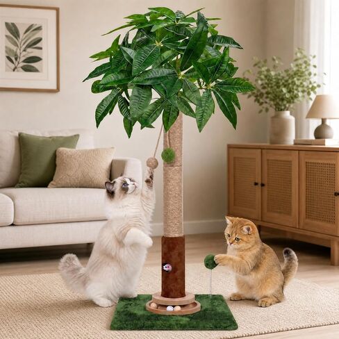 Fantasreen 35" Cat Scratching Post with Track Ball & Toys, Lucky Cat Scratcher, Green in Kuwait