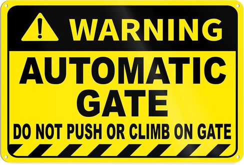 Automatic Gate Sign with Protective Transparent Shipping Film - 8x12 Aluminum Do Not Push or Climb on Gate Warning Sign for Home, Office, Business in Kuwait